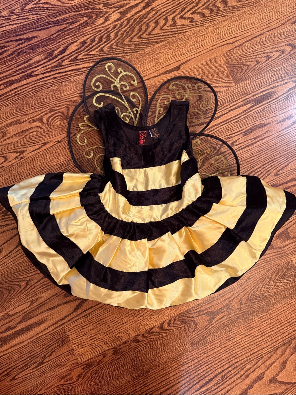 Toddler Striped Bee Costume Dress with Decorative Wings